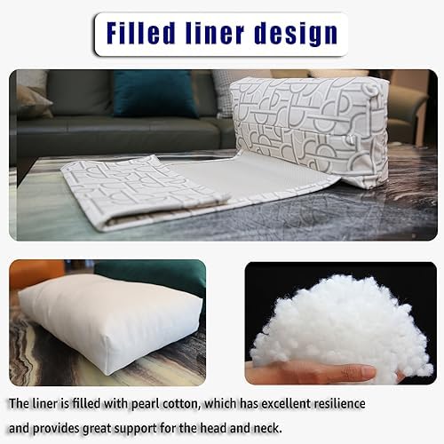 Non-Slip Head Pillow for Recliners - Neck Support Cushion with Velvet Cover for Pain Relief at Home, Office and Travel (Light Geometry) - Image 5