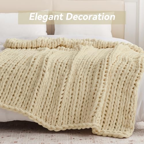 Negwoo Chunky Knit Throw Blanket, Knitted Throw Chenille Yarn, 80"*90" - Image 7