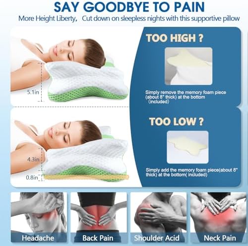 CHxxy Memory Foam Pillows, Cervical Pillow for Neck & Shoulder Pain Relief - Image 2