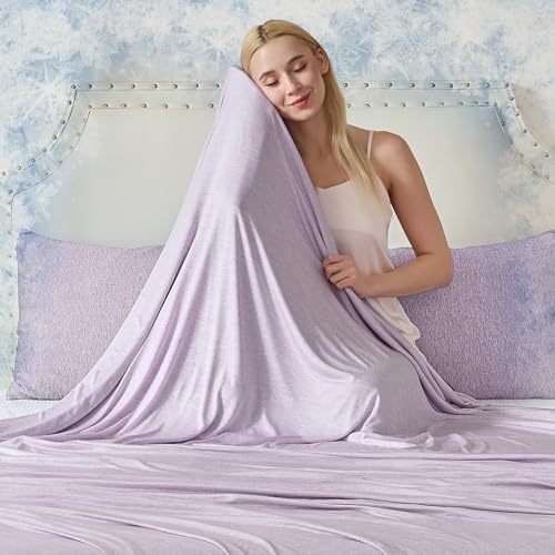 CHOSHOME Cooling Blanket for Hot Sleepers - Summer Blanket Thin Soft Lightweight Breathable Double Side Enhanced Cooling for Hot Flashes, Night Sweats, Bed, Couch (Purple, 60 x 80 inches) by CHOSHOME