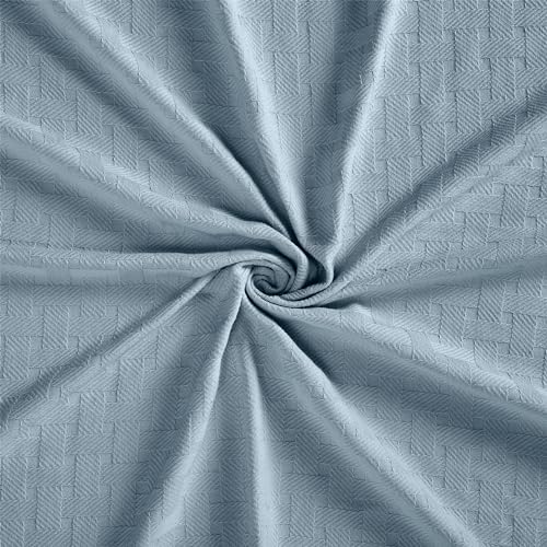 Superior Basketweave Cotton Blanket, Basket Weave Design, Soft, Comfy Cover for Bed, Bedding, Bedroom, Couch Throw, Lounging, Modern Boho Medium Weighted Blankets, Full/Queen, Light Blue - Image 5