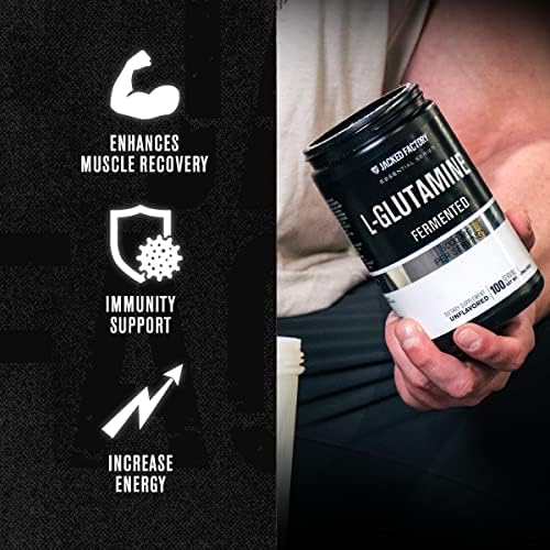 Jacked Factory L-Glutamine Powder 100 Servings - Vegan Fermented L Glutamine Supplement for Post Workout Muscle Recovery, Immunity, Digestive Health | No Artificial Filler - Unflavored - Image 4
