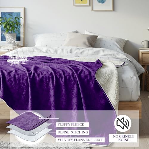 Tisancy Love Purple Waterproof Bed Blanket, Queen Size 80'' x 60'' Double Side Leakproof Reversible Sherpa Flannel Fleece 3 Layer Lightweight Red Blanket, Absorbs 50oz - Image 5