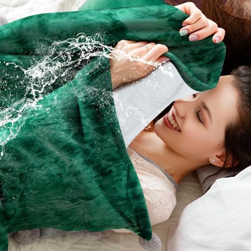 Tisancy Waterproof Gray Blanket for Dog Cat Puppy, 80'' x 80'' Double Side Leakproof Reversible Double Side Sherpa Flannel Fleece 3 Layer Lightweight Blanket, Absorb 70oz(GreenWhite), Machine Washable - Image 5