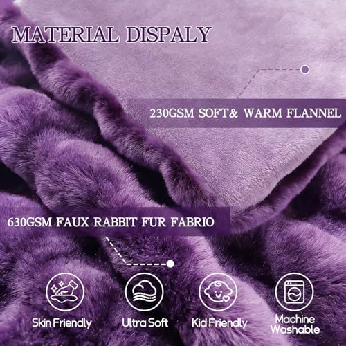 Latepis Purple Throw Blanket for Couch Bubble Cute Soft Warm Faux Fur Blanket for Sofa Bedroom Cozy Blankets for Women Gift Luxury Blankets for Woman Gifts 50''x60'', 860GSM - Image 4