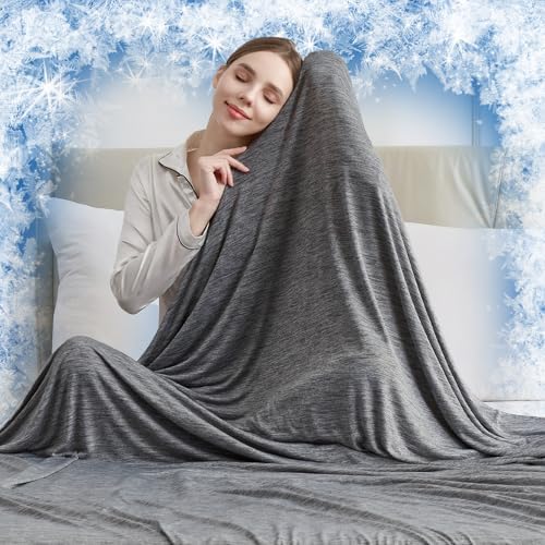 CHOSHOME Cooling Blanket for Hot Sleepers - Summer Blanket Thin Soft Lightweight Breathable Double Side Enhanced Cooling for Hot Flashes, Night Sweats, Bed, Couch (Black, 60 x 90 inches) by CHOSHOME