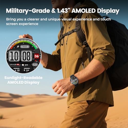 Outdoor Smart Watch for Men, 1.43" AMOLED,5ATM Waterproof,170+ Sports Modes - Image 6