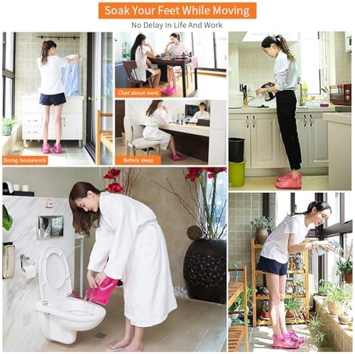 Massage Foot Bath Shoes Portable Feet Soaking Tub Feet Spa Shoes Pedicure PVC Pink Tall Foot Soaker for Foot Massage Releax Yourself As A Gift for Your Family Friends - Image 2
