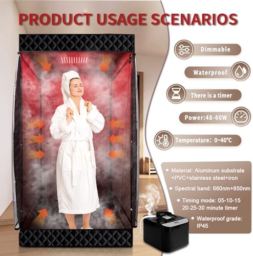 PEEKO Red Light Therapy Panel for Sauna Tent, 660nm and 850nm Near Infrared Light, 252 LED Red Light Therapy Device for Home Sauna, Face and Body - Image 6