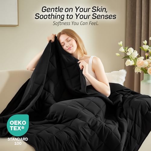 Weighted Blanket for Adults 15lbs, Queen Size Heavy Blanket for 125-180lbs, Weighted Throw Blanket with Premium Glass Beads, Soft Thick Blanket for Adult All-Season, 60 x 80 inches, Black - Image 4