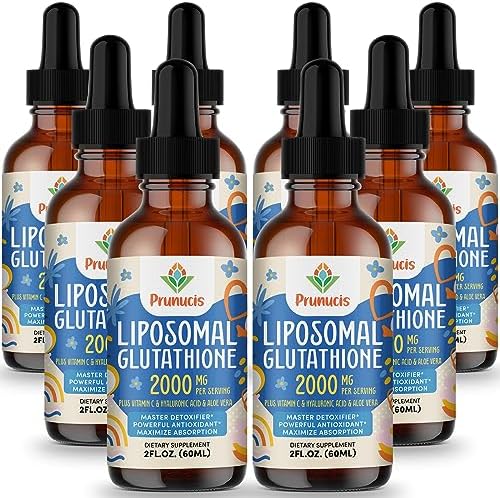 Prunucis 2000MG Liposomal Glutathione Liquid, 98% Absorption, Active Form L-Glutathione Supplement, Vegan Friendly, Powerful Antioxidant Complex for Immune System, Aging Defense, Detox, 16 FL.OZ by Prunucis