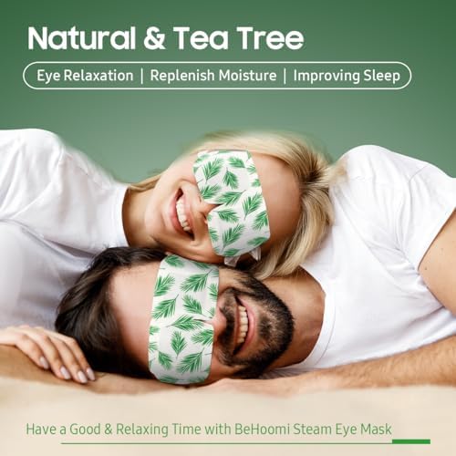BeHoomi 20 Packs Steam Eye Mask, Heated Eye Mask Warm Compress for Eyes, Disposable Self Heating Steam Mask for Home, Sleep, Spa, Travel Essentials & Relaxation Gifts for Women (Tea Tree) - Image 2