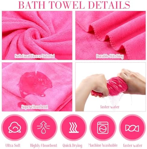 FillTouch 12 Pcs Foot Spa Kit for Girls Kids 12.5''x12.5''x8.3'' Foot Care Bath and 12''x28'' Hand Towels Washbasin Salon Towels Portable for Sleepover Spa Swim Birthday Party Supplies(Rose Red) - Image 3