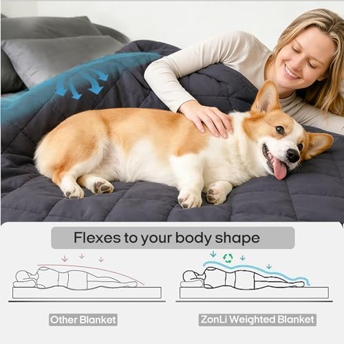 ZonLi Weighted Blanket 15 lbs(48''x72'', Twin Size, Grey), Weighted Blanket for Adults, with Glass Beads - Image 2