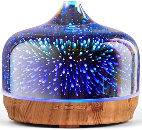 Porseme 500ml Glass Essential Oil Diffuser Aromatherapy Ultrasonic Cool Mist Humidifier 15-21 Running Hours Waterless Auto-Off Air Diffusers for Sleeping Yoga Working Spa(Silver) by Porseme