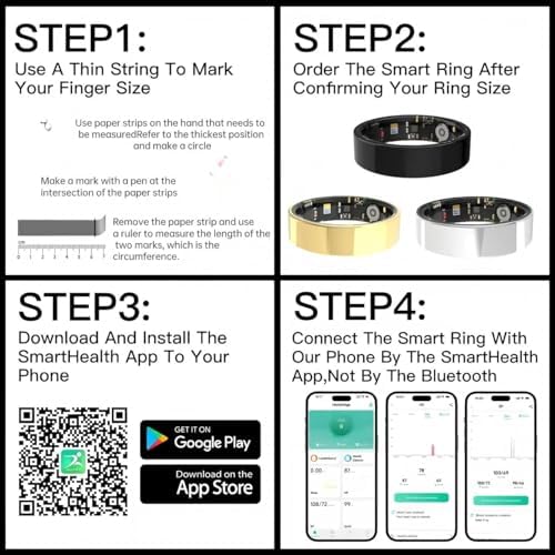 Smart Ring for Women Men, Fitness Tracker Ring with Free App No Subscription Fee, 7 Days Battery Life, Sleep Monitor, Heart Rate & Step Tracker, IP68 Waterproof, Android/iOS Compatible(Silver,8) - Image 7