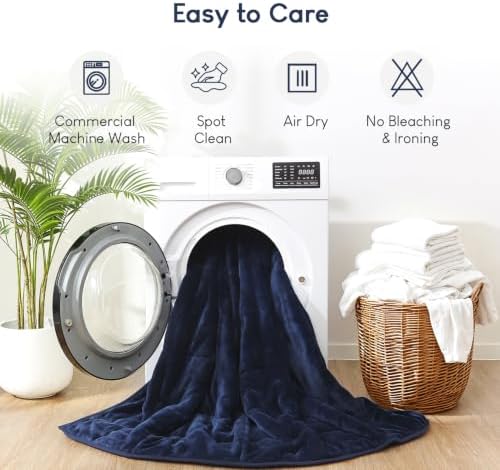 Cottonblue Weighted Blanket 20lbs 60x80 Inches, Navy Blue ​Sherpa Blanket Throw Sofa Bedding Heavy Blanket for Adults, Soft Cozy Fleece Blanket On Queen Bed, Plush Fleece Minky 20 lb Weighted Blanket - Image 6