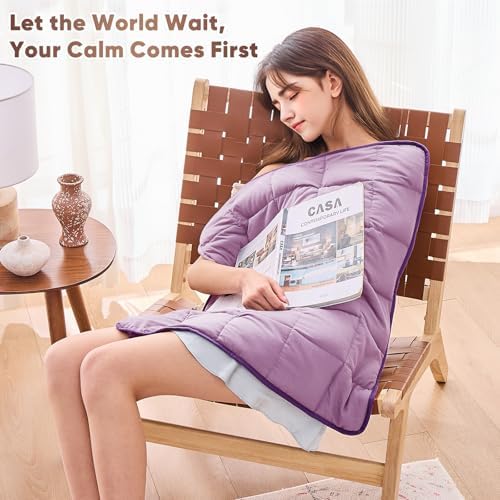 Weighted Blanket for Adults 7lbs, 24"x29", Cooling Heavy Throw Blanket, Microfiber Soft Big Blankets Weighted Comforter, Purple - Image 2
