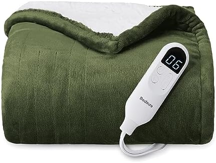 Bedsure Heated Blanket Throw, Soft Electric Blanket with Preheat, Green by Unknown