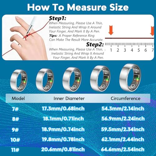 Smart Health Ring,Fitness Rings Tracker with Blood Pressure Monitor Heart Rate Blood Oxygen Sleep Monitor IP68 Waterproof Step Counter Calorie Tracker Health Rings for Women Men Android iOS Phones - Image 5