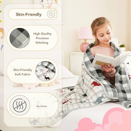 CuteKing Weighted Blanket - Weighted Blanket with Premium Glass Beads - Breathable Heavy Blanket for Comfortable Rest - Thick Blanket All Season(10lbs, 40"x60", Deer) - Image 5