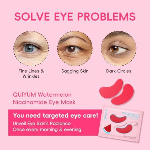 QUIYUM Watermelon Niacinamide Lip & Eye Mask Set, Facial Skincare(12 Packs) - Image 3