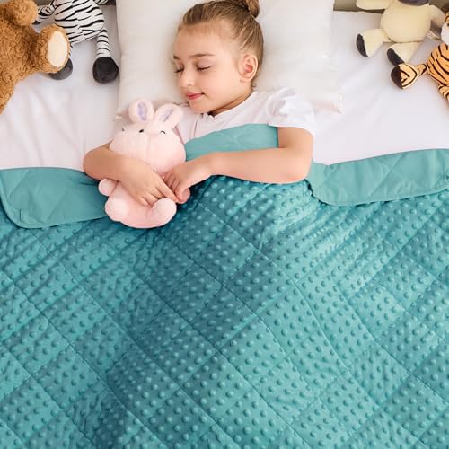 yescool Weighted Blanket 5 Pounds Teal Heavy Blankets, Microfiber Weighted Throw Blanket Breathable Warm Fleece Minky Blanket for 40-60lbs, 36"x48" by yescool