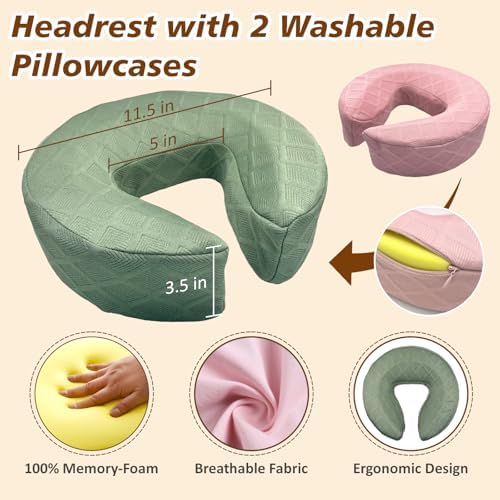 Massage Headrest for Bed with 2 Pack of Covers, Home Mattress Top Massage Kit, Adjustable Face Cradle for Professional and Home Use, Portable Face Down Head Holder Fits All Mattresses - Image 5