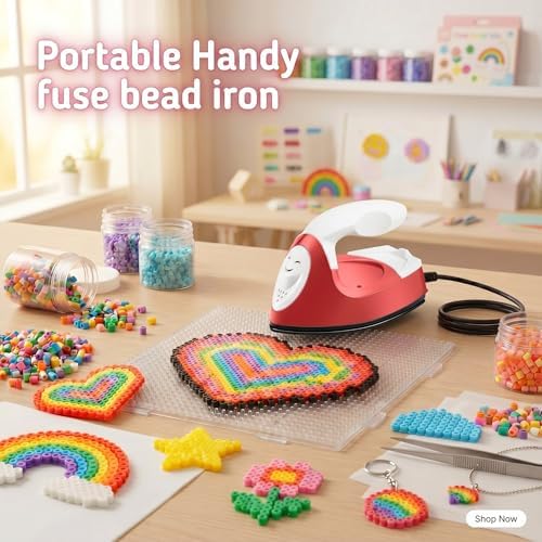Honoson Mini Craft Iron Mini Heat Press Small Iron 3.93 x 2.36 x 2.76 in Portable Handy Tiny Flatiron with Charging Base Accessory for Fuse Bead Patch DIY Heat Transfer Vinyl(Red) - Image 4
