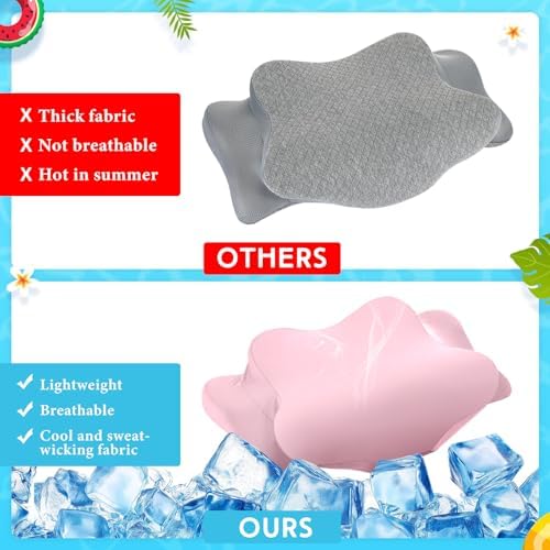 Hahafelt Cooling Cervical Neck Pillowcase,Pink,Queen Size - Image 3