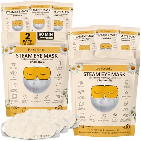 Eye Serenity Steam Eye Mask, Heated Eye Mask Fast Relief for Stye Chamomile by LureEssentials