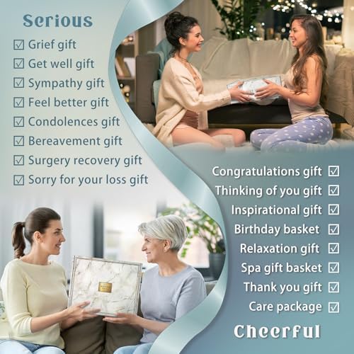 AHAGIFTREE Birthday Gifts for Women Self Care Gifts Get Well Soon Gifts Baskets with Moon lamp for Women After Surgery,11PC Spa,Thinking of You Gift, Care Package for Mom Friend (Turquoise) - Image 3