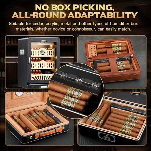 KEJIAR Cigar Humidifier, Innovative Sliding Lid Cigar Humidor Accessories for Men, Humidor Humidifier with Manual Humidity Control, Cigar for Men Care Specialist-2 Piece (Black) - Image 6