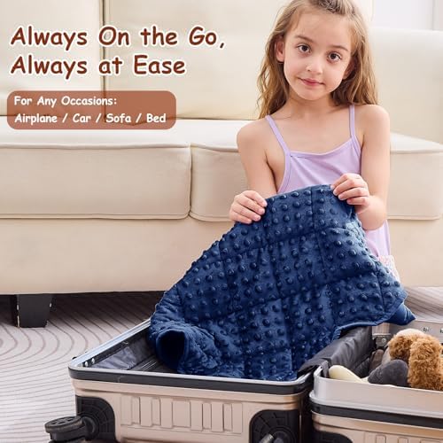 yescool Weighted Lap Pad 2 lb Blue Small Lap Blanket, Weighted Lap Blanket Cooling Heating Weighted Throw Blankets, Minky Blankets Gifts for Travel Outdoor Indoor, 20 * 30in - Image 2