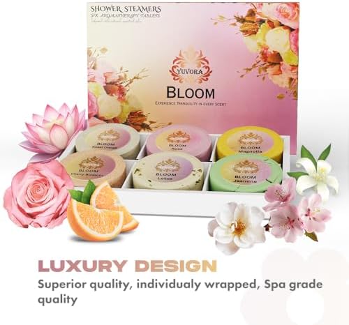 Shower Steamers Gift Set – 6 Aromatherapy Scents for Women & Men – Bloom Collection – Essential Oil Shower Bombs for Relaxation, Stress Relief & Self-Care – Spa Gift for Her or Him - Image 2
