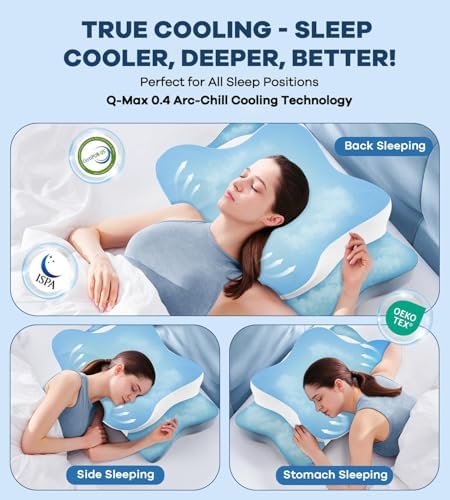 DONAMA Cervical Pillow for Neck and Shoulder, Cooling Contour Memory Foam Pillow for Pain Relief, Ergonomic Neck Support Pillow for Side Back Stomach Sleepers with Removable Pillowcase - Image 6