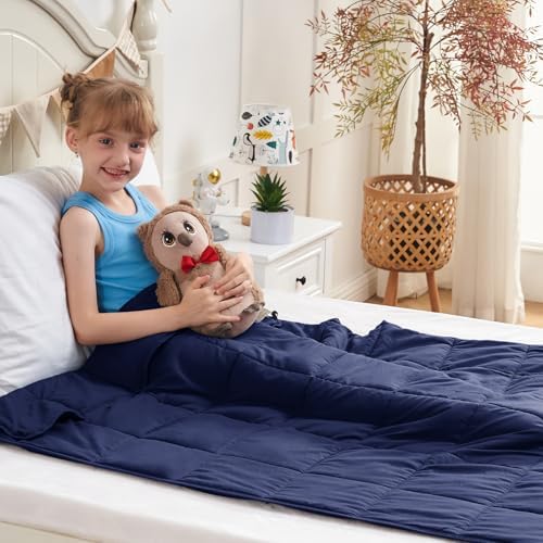 yescool Navy Weighted Blanket 3 Pounds Cooling Weighted Lap Blanket, Heavy Blanket, Weighted Throw Blanket Gifts for 20-40lbs, 36"x48" - Image 4