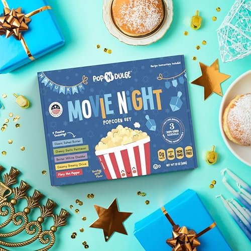 Hanukkah Gifts Movie Night Popcorn Gift Set, Kosher OU-D, Gift Baskets, 5 Gourmet Popcorn Kernels and 5 Flavoring, Non-GMO Hanukkah Set - 10 Pack, Gifts Ideas For Men, Women, Kids - Image 4