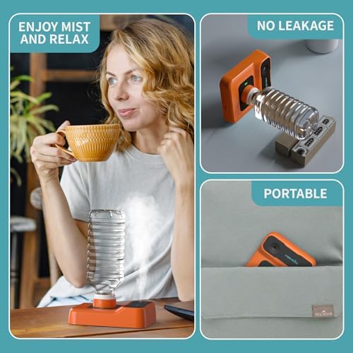 Travel Humidifier, Portable Humidifier for Plants, Bedroom, Office, Hotel or Car, 5000mAh Battery Operated Mini Cool Mist Humidifiers, Quiet 23dB, Auto-off, Night Light & BPA-Free, Orange-Red - Image 5