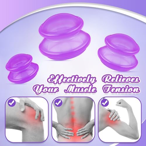 TrelaCo 6 Pcs Silicone Cupping Kit for Massage Therapy,Clear Purple - Image 3