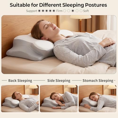 Ylekto Cervical Neck Pillow for Pain Relief - Contour Memory Foam Pillows for Sleeping, Ergonomic Pillow Side Sleeper Pillow for Neck Support, Bed Pillow for Side Back Stomach Sleepers(Grey) - Image 6