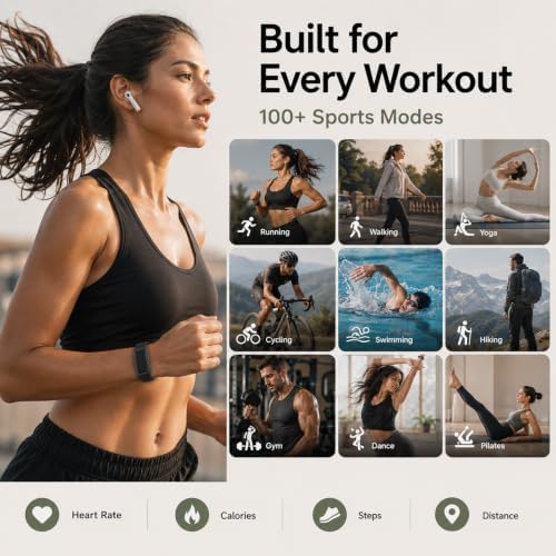 Yihou Smart Fitness Tracker for Women & Men Ultra-Thin Minimalist Smart Band with 24/7 Heart Rate Monitor Sleep Tracker 100+ Sports Modes IP67 Waterproof Call & App Alerts Nylon & Silicone Bands - Image 5