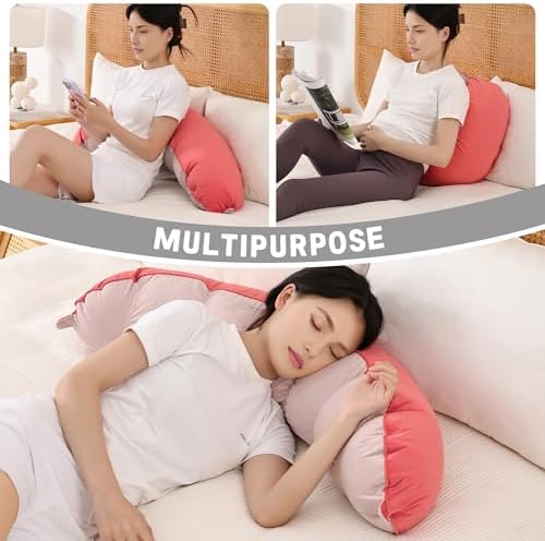 Peallow(Pat. Pend) – Long Round Body Pillow for Adults, Bolster Pillow for Sleeping, Soft and Supportive Pillow for Sleeping & Lumbar Support(Coral Peach,39") - Image 6