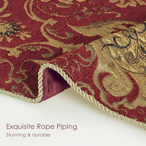 Loom and Mill Luxury Jacquard Damask Throw Blankets for Bed, Red, 52"x72" - Image 4