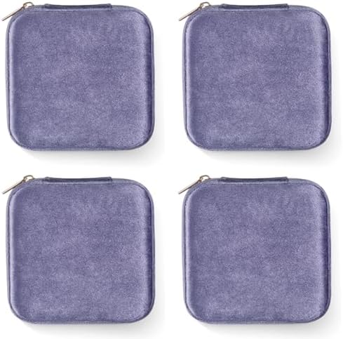 ZPROW Plush Velvet Travel Jewelry Case, Travel Jewelry Organizer, Jewelry Travel Case,Travel Jewelry Box,Small Jewelry Case,Jewelry Travel Box, Earring Organizer with Mirror - Periwinkle 4packs by ZPROW