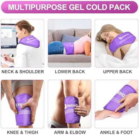 RelaxCoo Neck Ice Pack Wrap, Reusable Gel Ice Pack for Neck Shoulders, Cold Compress Therapy for Pain Relief, Injuries, Swelling, Bruises, Sprains, Inflammation and Cervical Surgery Recovery Purple - Image 4