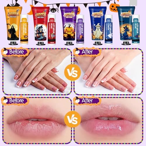 VESPRO 50 Pack Halloween Hand Cream and Lip Balm Set, Halloween Party Favor - Image 4