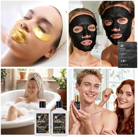 25 Pcs Bath & Body Gift Set for Women, Charcoal Skin Care Kit, Spa Gift Basket, Self Care, Cosmetic Bag, Serum, Necklace, Perfume, Eye Mask, Present, Christmas, Valentine's, Birthday, Mother's Day - Image 5