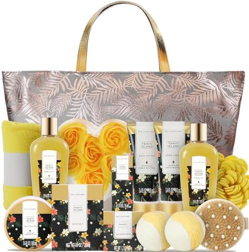 Spa Luxetique Tahiti Island Gift Baskets for Women Birthday Day GiftsGifts for Women Birthday Day Gifts Bath and Body Gift Sets 11pcs Bath Sets for Women Gift Mother's Day Gifts by spaluxetique