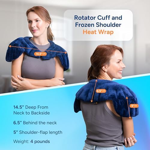 SunnyBay Weighted Shoulder Wrap, Microwavable Heating Pad, Navy Blue - Image 2